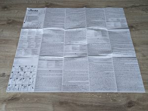Geöffneter Faltzettel des Vileda Windomatic Power Fenstersaugers