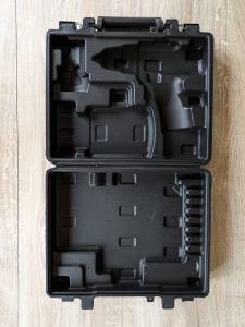 Geöffneter Koffer des TROTEC PSCS 11-12V Akkuschrauber ohne Inhalt