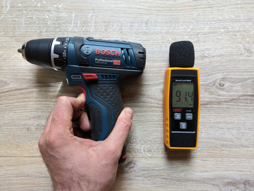 Getestete Lautstärke des Bosch Professional GSR 12V-15 Akkuschraubers