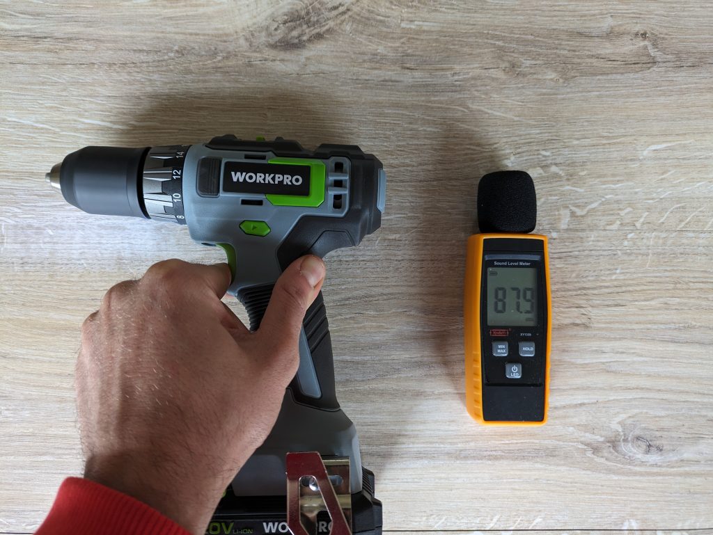 Getestete Lautstärke des WORKPRO ‎W122039AU Akkuschraubers