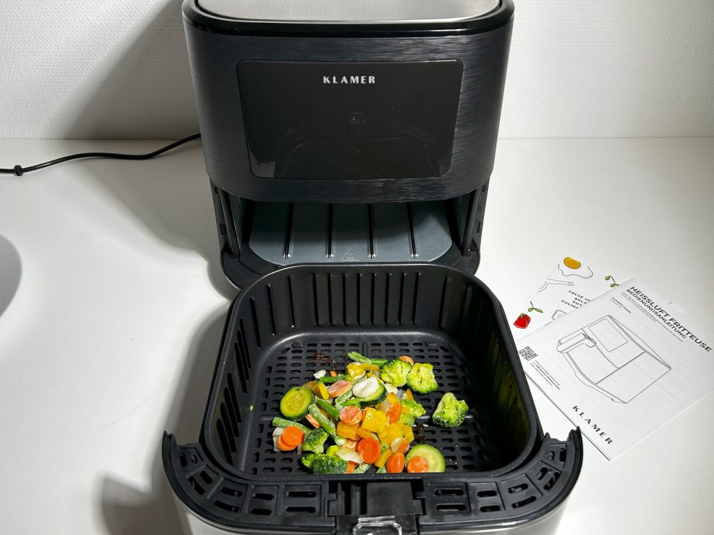 KLAMER Classic Airfryer Heißluftfritteuse im Test mit Gemüse