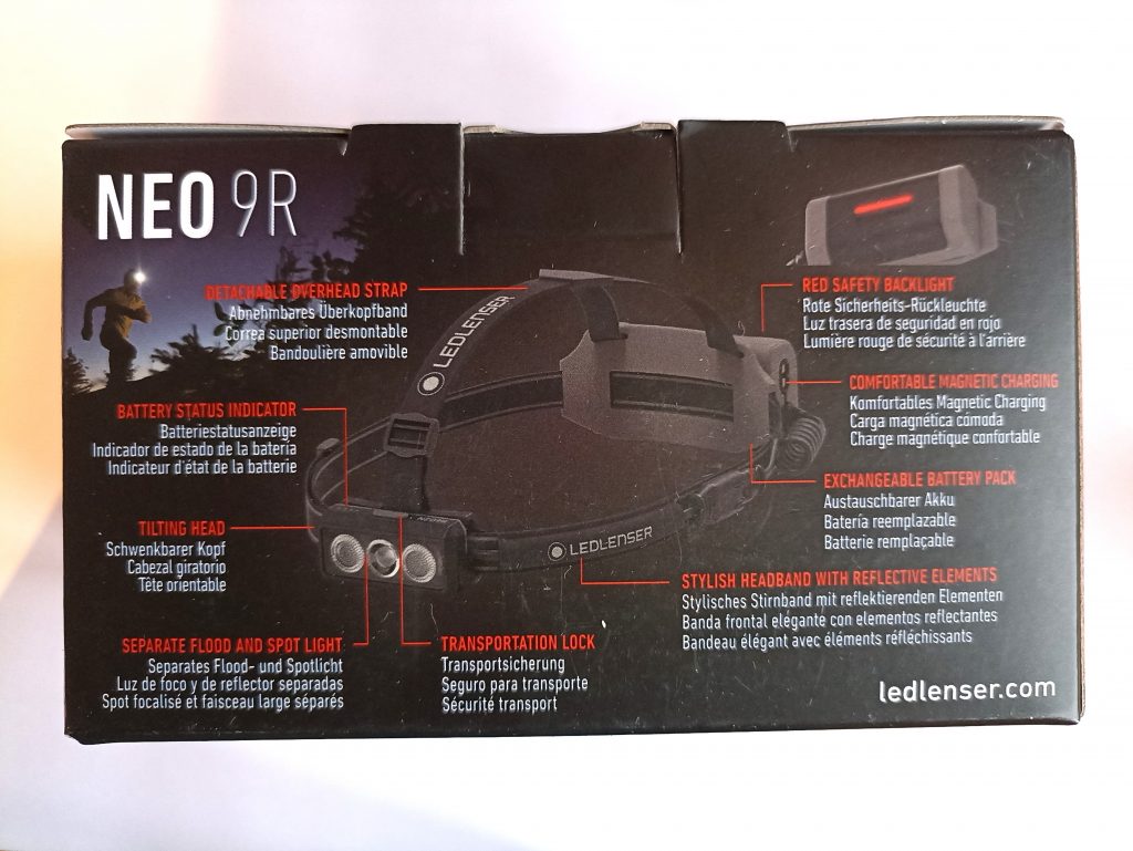 Ledlenser Neo9R Stirnlampe, Verpackung Rückseite