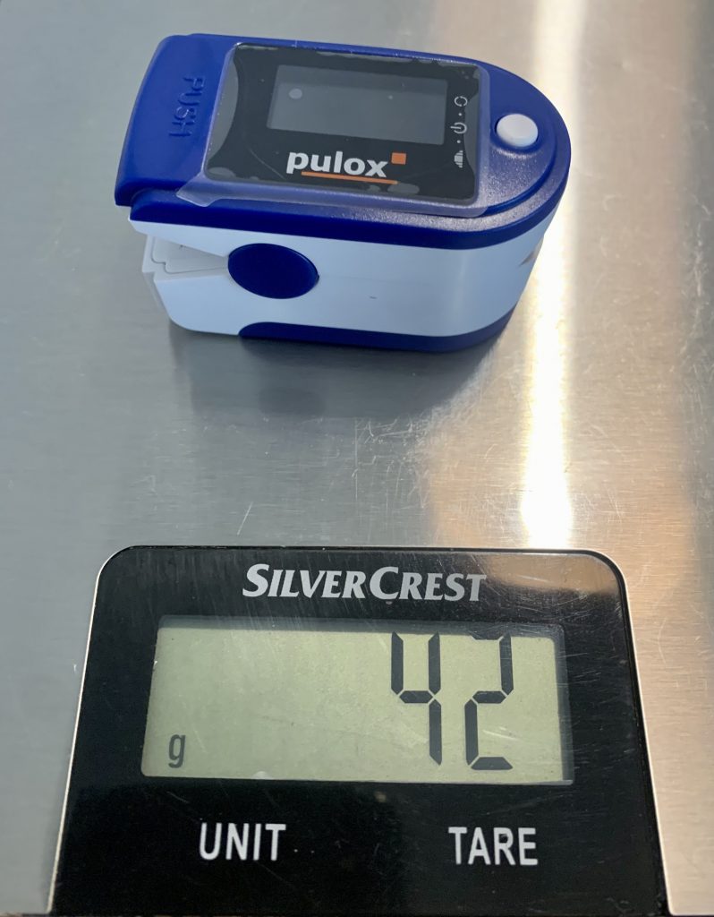 PULOX PO-200 Pulsoximeter Gewicht mit Batterien