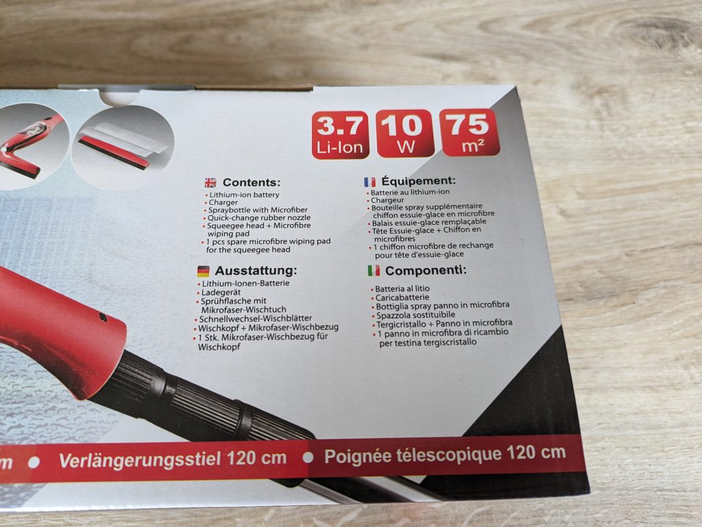 Verpackung des STARK WC 280 Home+ Fenstersaugers von vorne in der Nahanischt