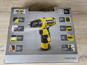 Verpackung des TROTEC PSCS 11-12V Akkuschraubers von hinten