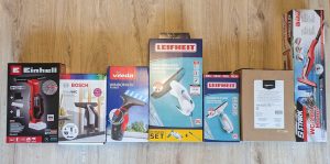 Verpackungen aller Fenstersauger im Test