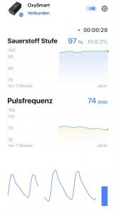 ViATOM OXYSMART PC 60 FW Pulsoximeter App Messwerte