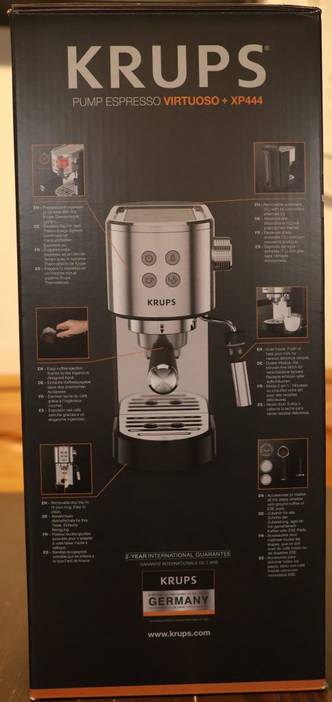 Krups Virtuoso Espresso Siebträgermaschine Karton Seite