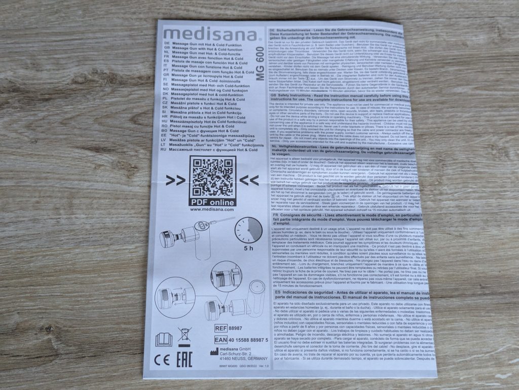 Anleitung der Medisana MG600 Massagepistole