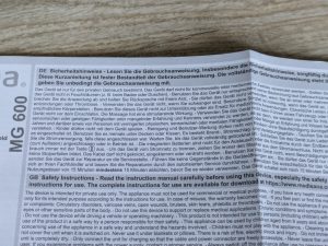 Anleitung der Medisana MG600 Massagepistole in der Nahansicht