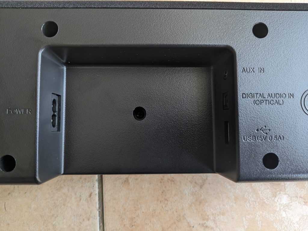 Anschlussbereich der Samsung HW T400 Soundbar