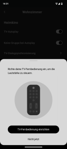 App, Einrichtung der Fernbedienung der Sonos Beam (Gen 2) Soundbar