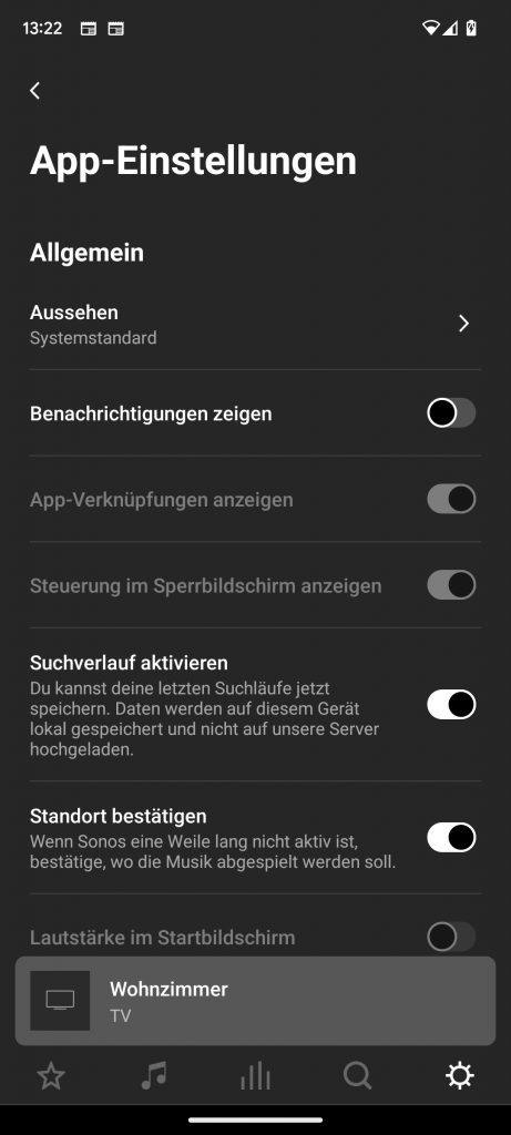 App, Einstellungen der Sonos Beam (Gen 2) Soundbar (2)