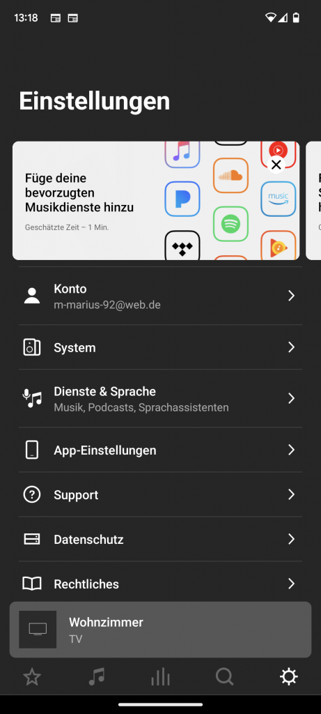 App, Einstellungen der Sonos Beam (Gen 2) Soundbar