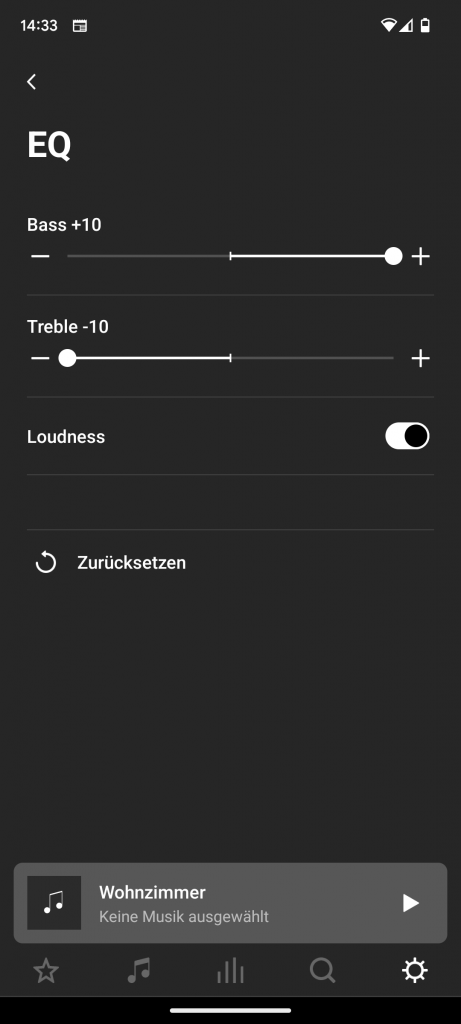 App, Equalizer der Sonos Beam (Gen 2) Soundbar