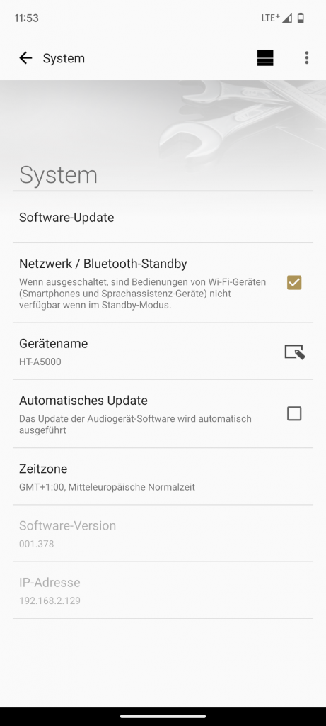 App, System der Sony HT A5000 Soundbar