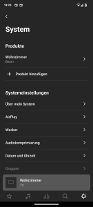 App, Systemeinstellungen der Sonos Beam (Gen 2) Soundbar