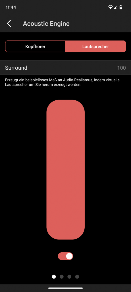 App der Creative Soundblaster Katana V2 Soundbar, Acoustic Engine Detailansicht