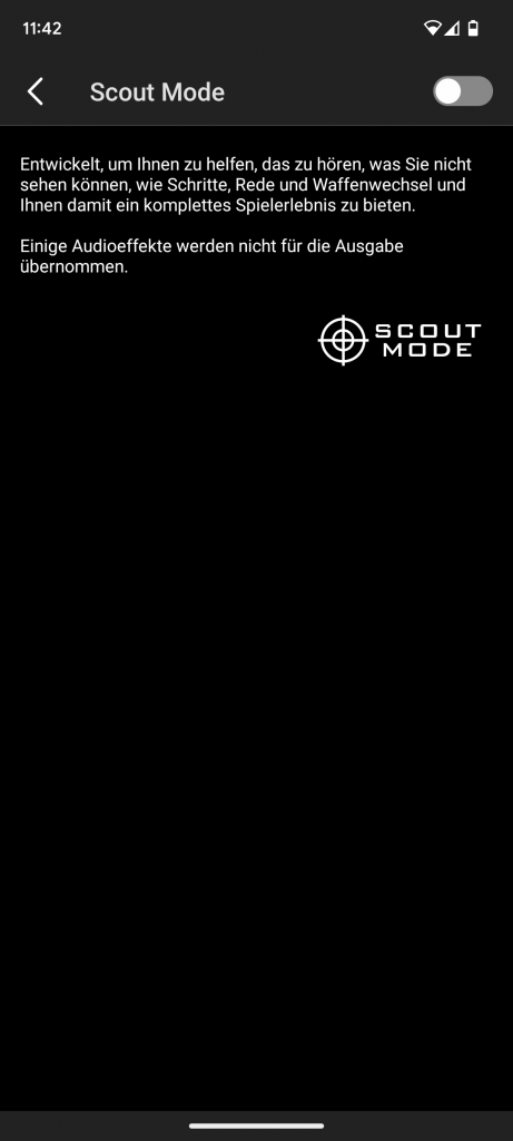 App der Creative Soundblaster Katana V2 Soundbar, Scout Mode