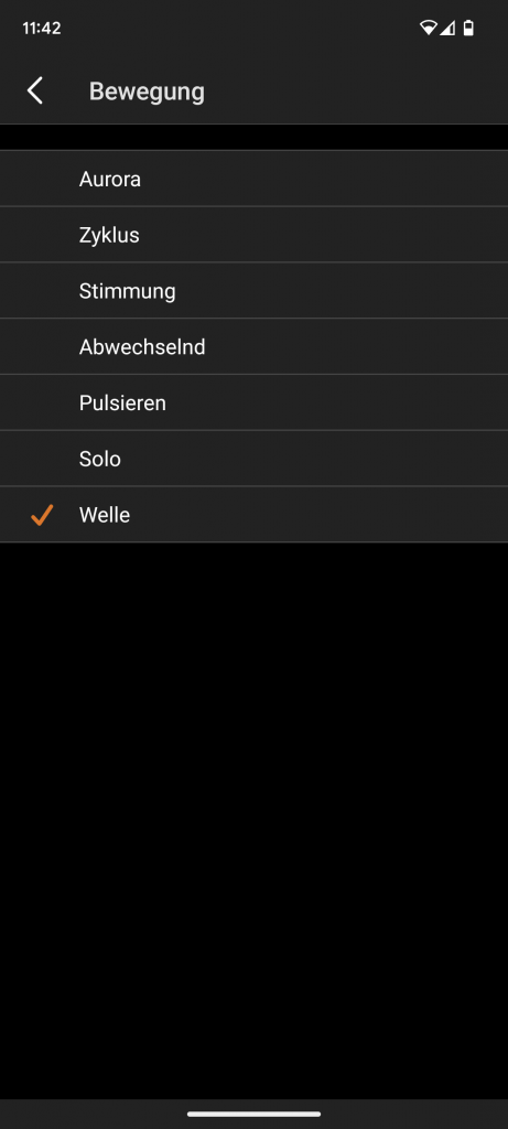 App der Creative Soundblaster Katana V2 Soundbar, bewegungen der RGB-Beleuchtung