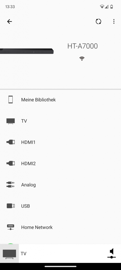 App der Sony HT A7000 Soundbar, Quellen