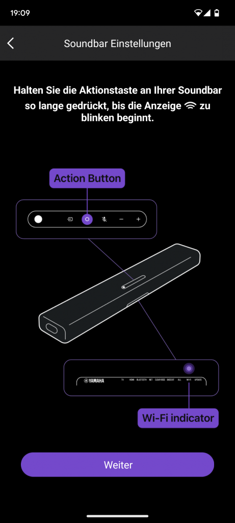 App der Yamaha True X Bar 50A Soundbar, Anleitung zur Verbindung per WLAN
