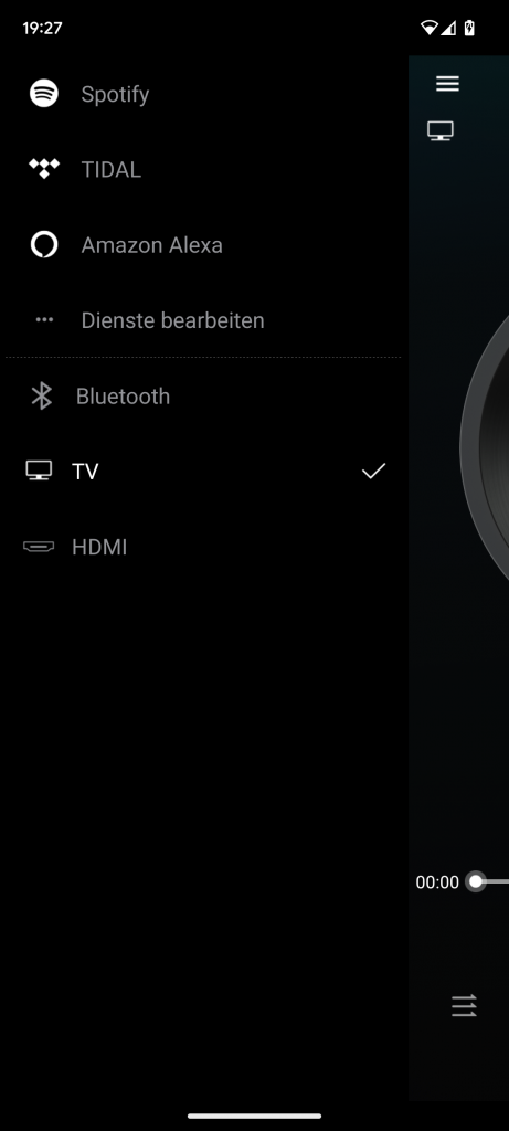 App der Yamaha True X Bar 50A Soundbar, Quellenauswahl