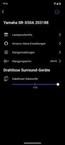 App der Yamaha True X Bar 50A Soundbar, nähere Einstellungen