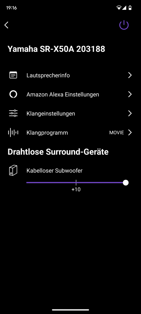App der Yamaha True X Bar 50A Soundbar, nähere Einstellungen