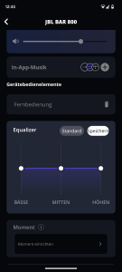 Equalizer in der App der JBL Bar 800 Soundbar