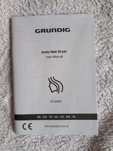 GRUNDIG Naturashine HD 8080 Haartrockner, Gebrauchsanleitung