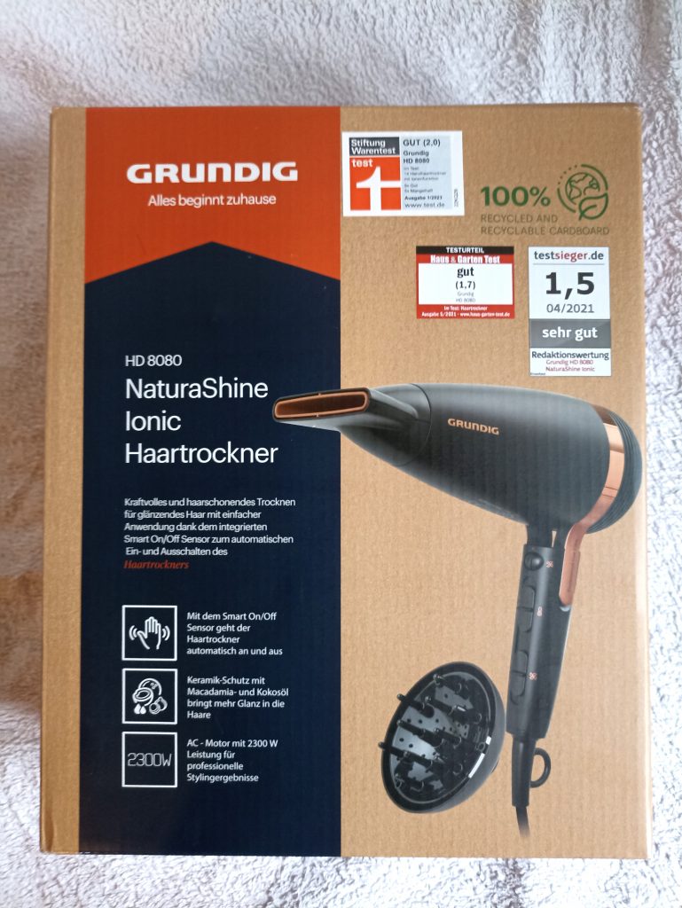 GRUNDIG Naturashine HD 8080 Haartrockner, Verpackung Vorderseite
