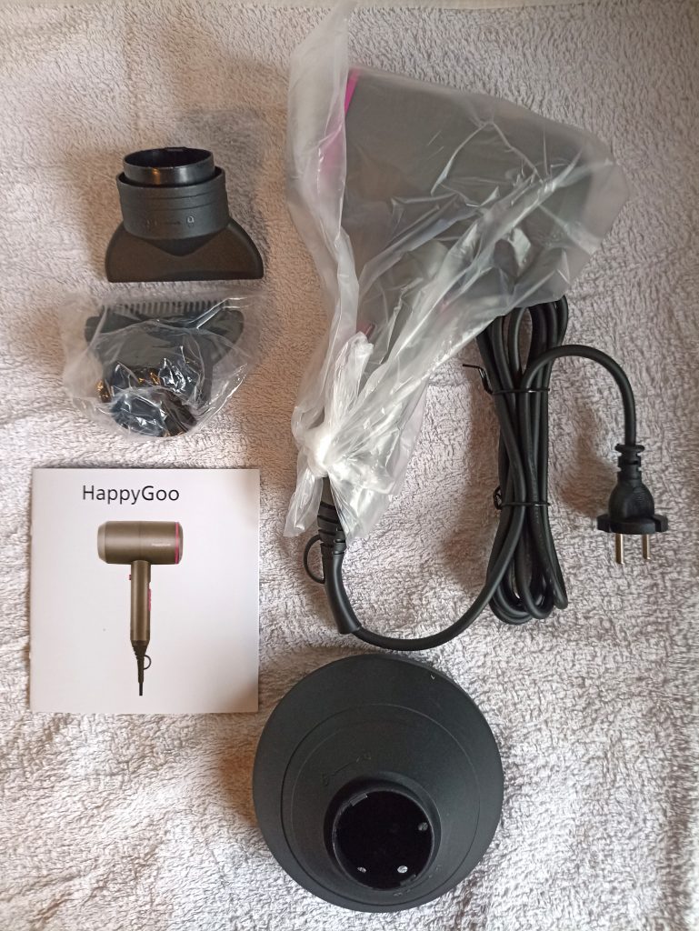 HappyGoo - Haartrockner, Lieferumfang mit Innenverpackung