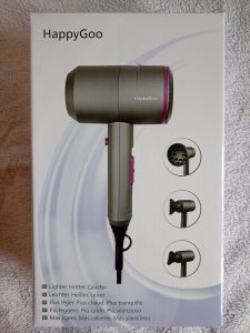 HappyGoo- Haartrockner, Rückseite Verpackung