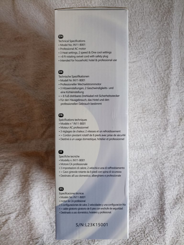 HappyGoo - Haartrockner, Seitensicht Verpackung 1