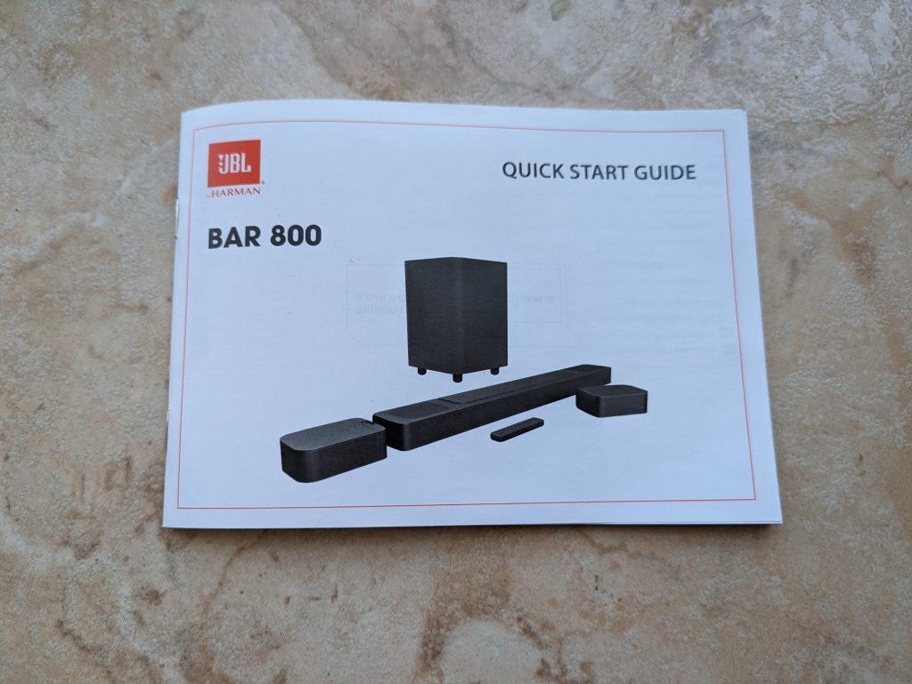 Kurzanleitung der JBL Bar 800 Soundbar