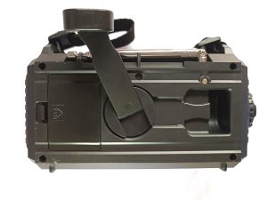 Mesquool CR 1009 Pro Kurbelradio, Rückansicht mit gelöster Kurbel