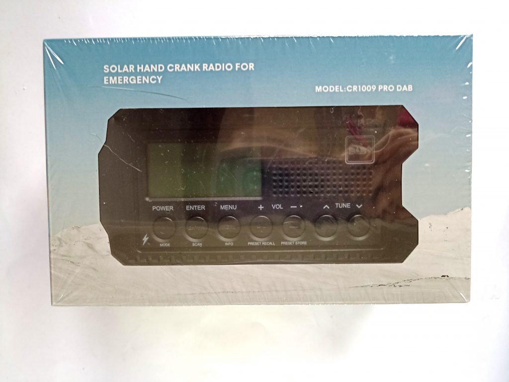 Mesquool CR 1009 Pro Kurbelradio, Vorderansicht Verpackung