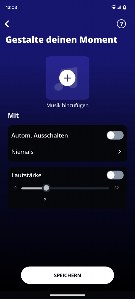 Momentgestaltung in der App der JBL Bar 800 Soundbar