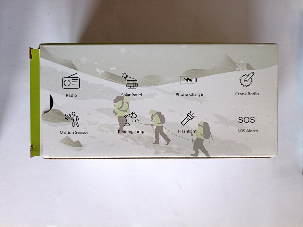 Nigecue Radio01-d Kurbelradio, Verpackung Rückansicht