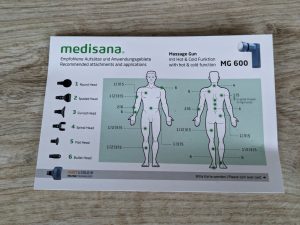 Nutzungsempfehlung der Medisana MG600 Massagepistole