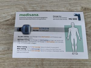 Nutzungsempfehlung der Medisana MG600 Massagepistole, Rückseite