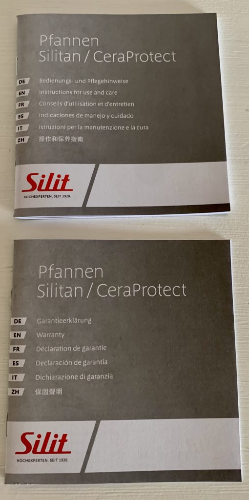 Silit Talis Pfanne Bedienungsanleitung und Garantieheft