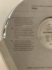 Silit Talis Pfanne Verpackunginformationen auf der Rückseite Teil 1