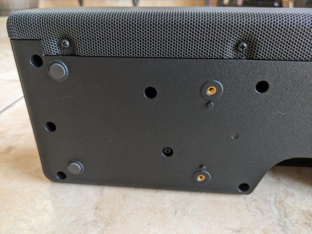 Sony HT A5000 Soundbar von unten in der Nahansicht linke Seite