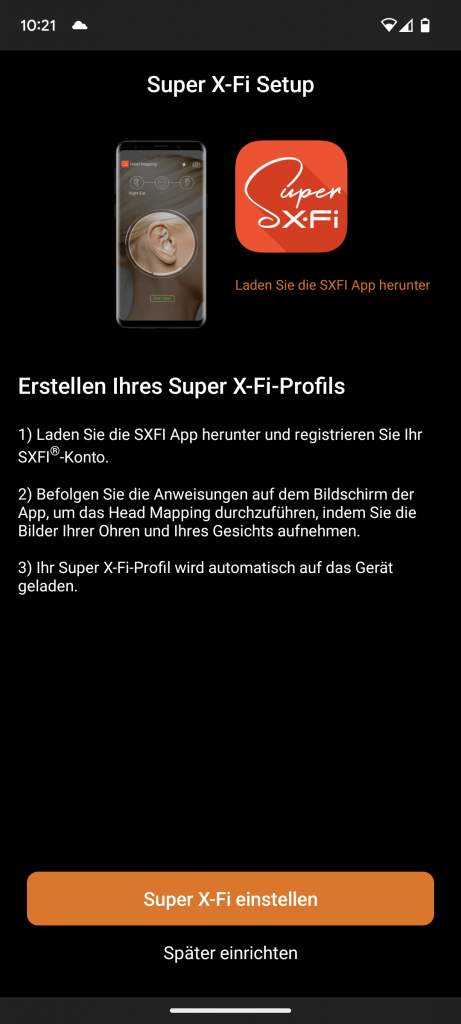 Super XFi in der App der Creative SXFI CARRIER Soundbar