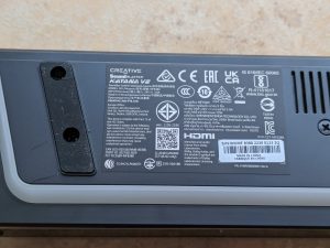 Typschild der Creative Soundblaster Katana V2 Soundbar