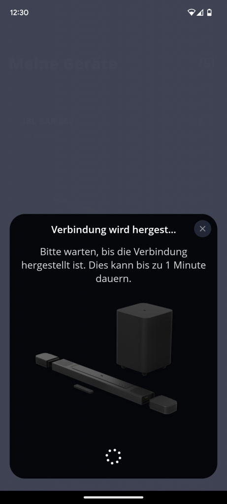 Verbindung der App der JBL Bar 800 Soundbar