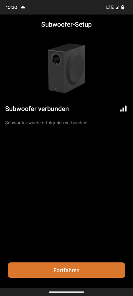 Verbindung des Subwoofers der Creative SXFI CARRIER Soundbar in der App