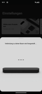 Verbindungsaufbau der Sonos Beam (Gen 2) Soundbar in der App